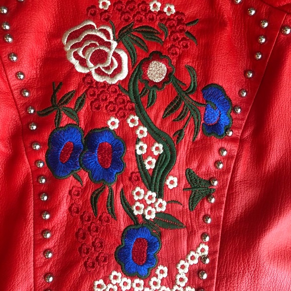 DENIMAXX COUTURE RED LEATHER JACKET - Picture 5 of 10